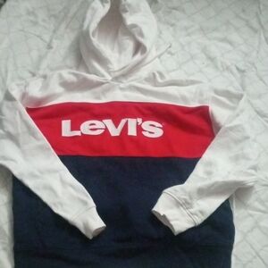 Levi's White Red Navy Colorblock Pullover Hoodie
